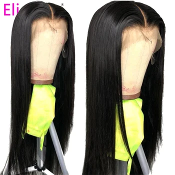 Straight Wig Transparent Lace Front Human Hair Wigs 13x4 Brazilian 150Density Remy Long Natural PrePlucked Glueless Bleach Knots 5