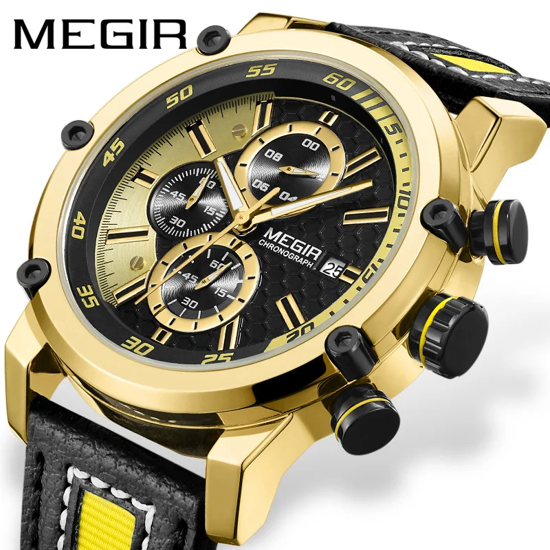 

Megir High Quality Chronograph Men's Sport Watch Quartz Fashion Luxury Brand Designer Waterproof Watch Men Wristwatch For Men