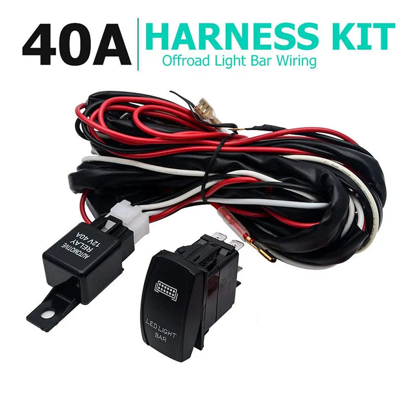 CARCHET 18AWG Авто кабельный жгут Комплект с 40A12V вкл/выкл реле лезвие предохранитель для 72 Вт-300 Вт 2 светодиодный свет бар противотуманная фара