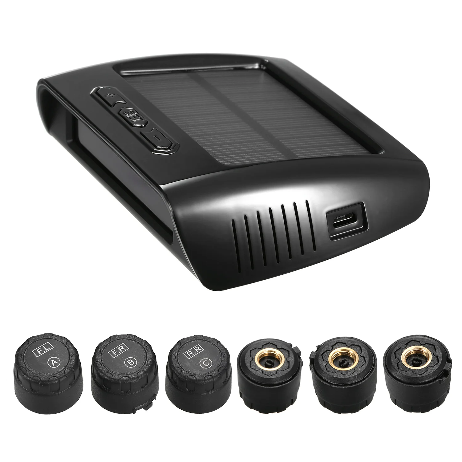

Wireless Solar Power TPMS Tire Pressure Monitoring System RV Truck TPMS with 6 External Sensors for 4-6 Tires Tow Trailers