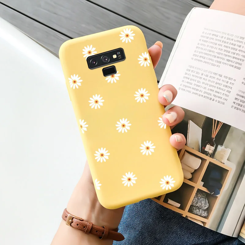 For Samsung Galaxy Note 9 Case Candy Colors Heart Flower Pattern Silicone TPU Cartoon Painted Matte Phone Cover Fundas phone pouch bag Cases & Covers