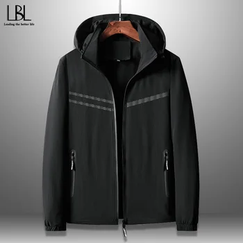 

2020 Men's Jacket Spring Breathable Casual Hooded Jackets Men Detachable Hat Top Male Autumn Stretch Net Inside Large Size M-8XL