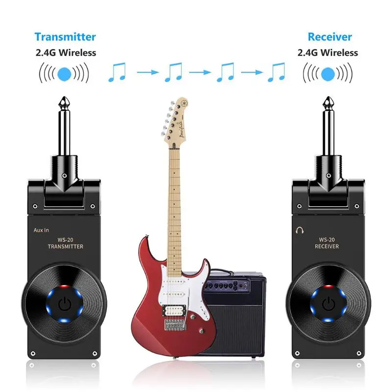 Rowin WS-20 2,4G Беспроводная гитара система перезаряжаемый литиевый радиопередатчик на аккумуляторе приемник 30 метров дальность передачи 3 цвета