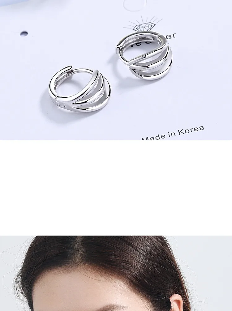 LULU-PIG new three-layer lines around personality of the ear button girl simple short style temperament earring EH469