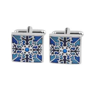 

Drop Shipping 1 Pair Classic Mens Wedding Party Gift Shirt Square Blue Cufflinks Cuff Links Promotion top quality