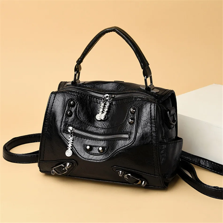 Роскошные сумки женские сумки высокого качества с заклепками винтажные кожаные дизайнерские сумки через плечо для женщин сумка на плечо женская сумочка