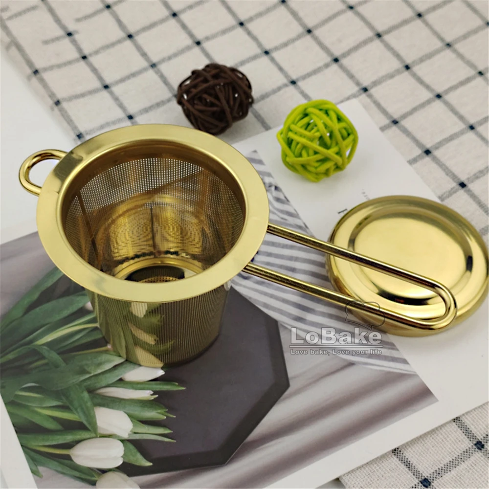 

304 Stainless Steel Tea Filter Drip Tea Strainer Golden Bucket Tea Strainers Chinese Kung Fu Tea Set Golden Bucket Household