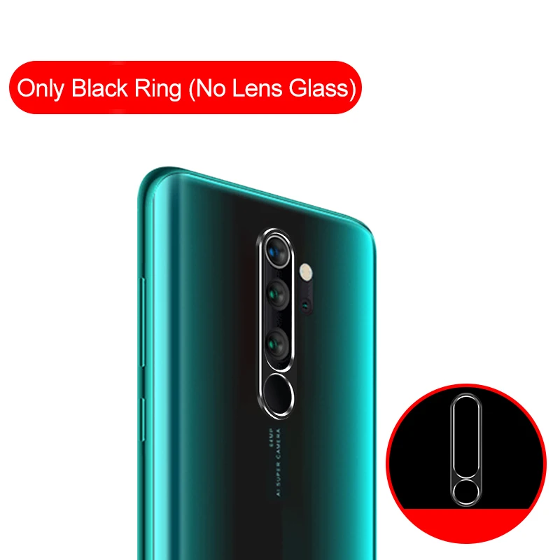 Защитное стекло для камеры для Xiaomi Redmi Note 8 7 K20 Pro, закаленное стекло и металлическое заднее защитное кольцо для Redmi Note 8, полный Чехол - Цвет: Only Black Ring