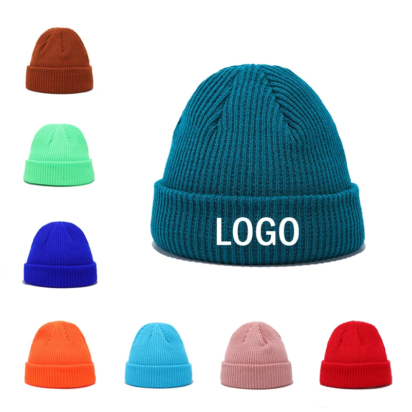 INS 1Pcs Winter Women Solid Custom Logo Knitting Beanies Skullcap Men Casual DIY Print Logo Knitted Hats For Women Caps Sombrero