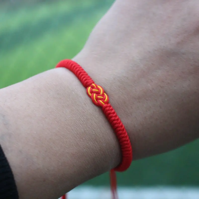 National Style Lucky Red String Bracelet Lovers Handmade Braided Concentric Knot Charm Bracelets For Women Men Jewelry Best Gift