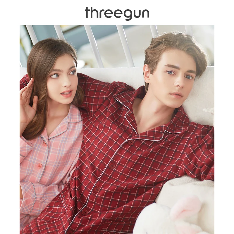 THREEGUN Пижамный комплект для мужчин и женщин Новинка года сезон осень зима