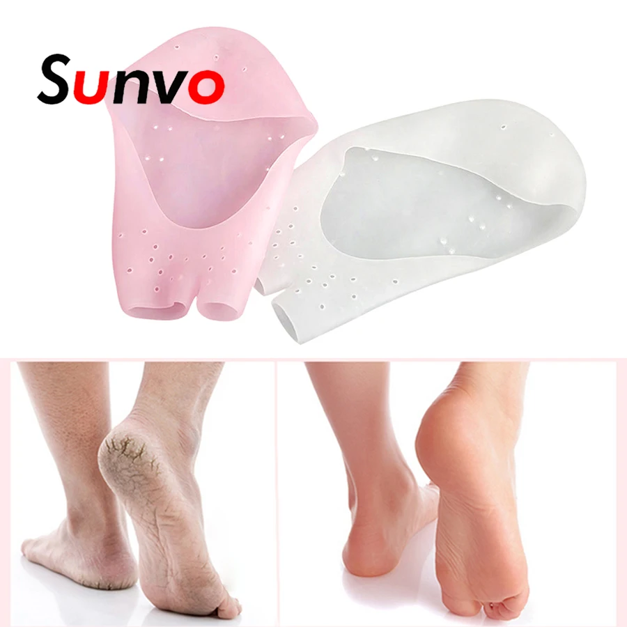 

Silicone Gel SPA Socks Moisturizing Whitening Exfoliating Anti Cracked Foot Skin Care Protector Feet Heel Mask Inserts Pads