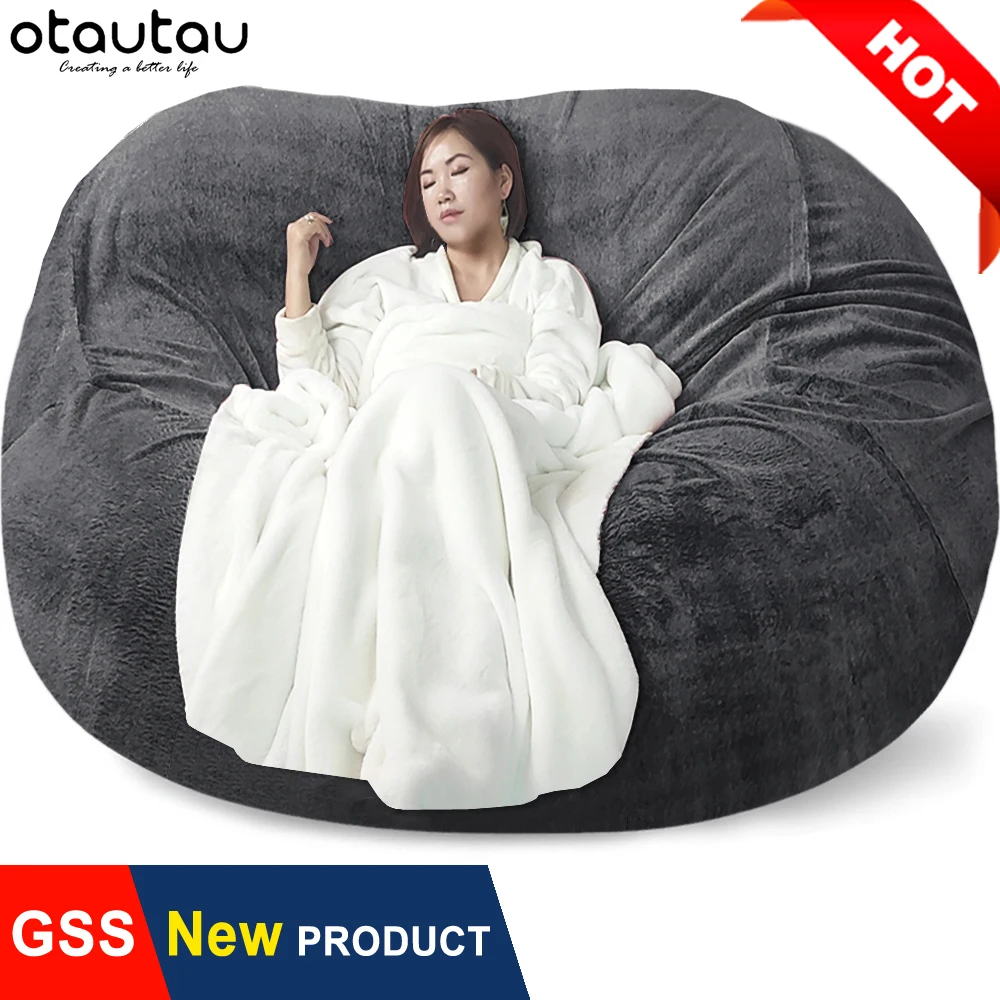 Dropshipping Giant Bean Bag Sofa No Filler Big Soft Fur Beanbag Bed Puff  Floor Seat Futon Couch Comfy Recliner Lazy Sofa