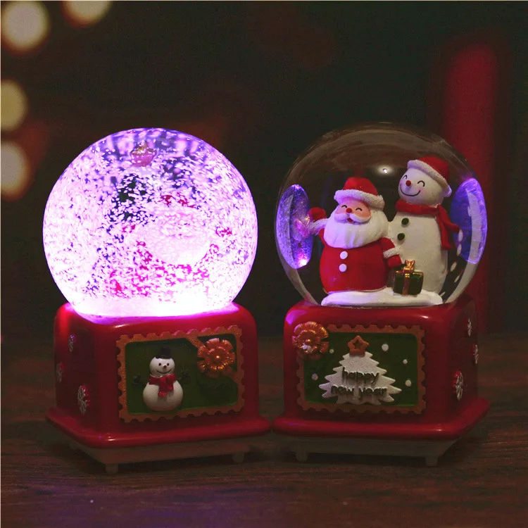 

12*8CM Santa Claus Snow Globes Glass Crystal Ball Music Box Craft Home Desktop Decoration Christmas Wedding gift for the guests