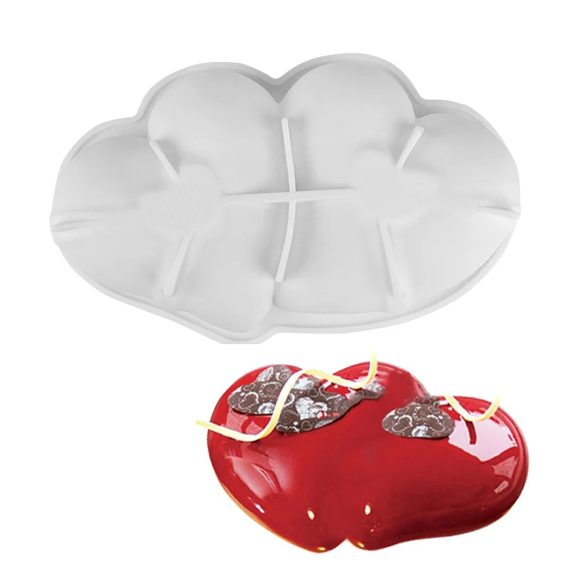 BAYCHEER Double Heart Shape Cake Mould Silicone Heart-to-heart Mousse Dessert Pastry Mold Baking Tools DIY Decoration | Дом и сад