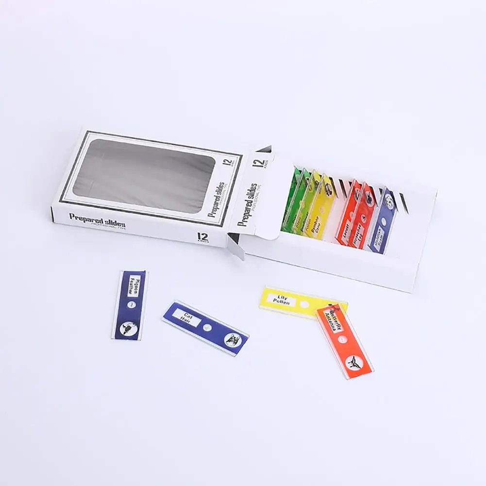 12 шт./компл. пластмассовые слайды для микроскопа Биологический образец с для детей Студенческий микроскоп образование