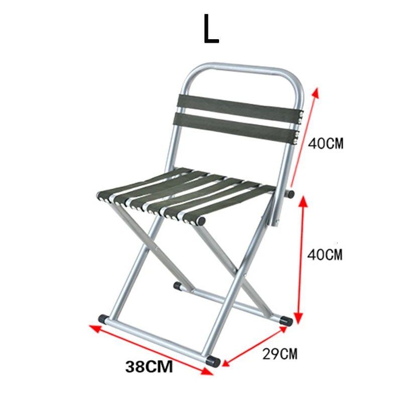 Складной табурет для отдыха на открытом воздухе для взрослых, переносная Военная маленькая Складная скамейка, Сверхлегкий домашний стул для рыбалки, Походное сиденье для пикника - Цвет: L backrestchairgreen
