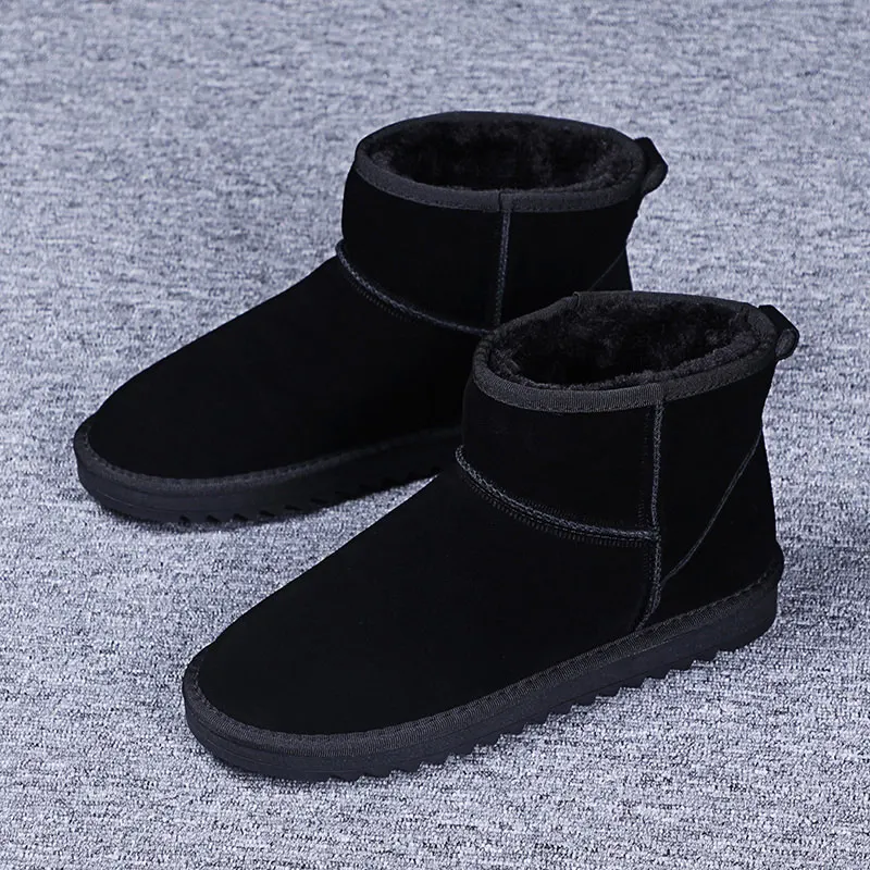 Мужская зимняя обувь; зимние ботинки; мужские зимние ботинки; водонепроницаемые ботинки; Botas De Nieve Zapatos De Hombre; Теплые ботильоны; Bota Neve; Мужская обувь; размеры 47 - Цвет: Black