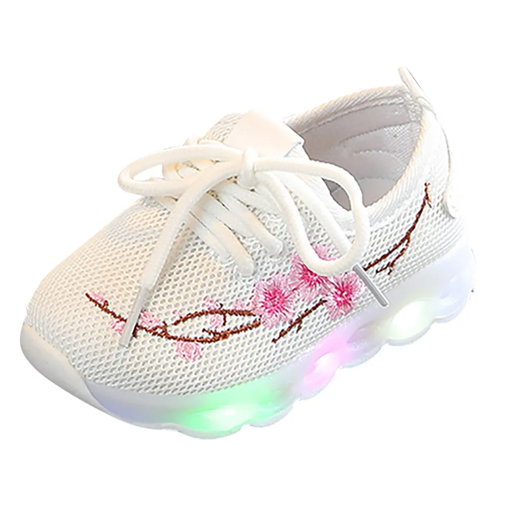 TELOTUNY Kids Toddler Led Glowing Sneakers Children Pearl Bling Sequins Luminous Shoes For Girl Boy Toddler Baby Light Shoes 101