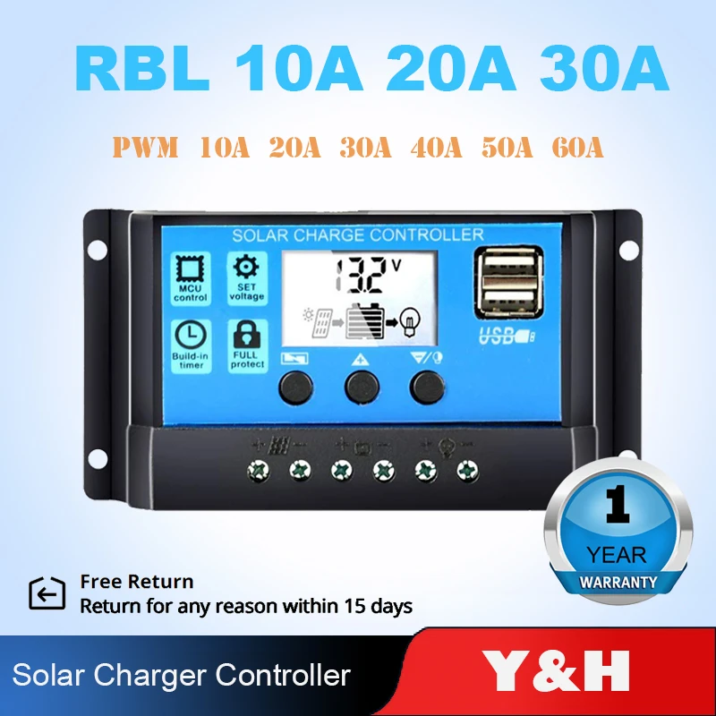 24V 12V Solar Charge Controller 30A 20A 10A PWM Solar Battery Charger LCD USB 24V 12V Solar Charge Controller 30A 20A 10A PWM Solar Battery Charger LCD USB