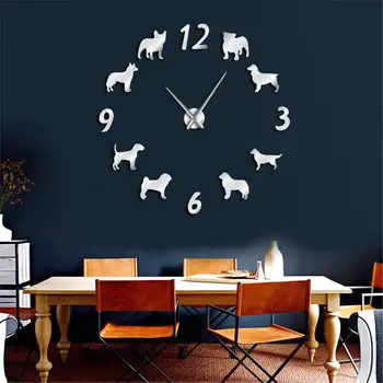 

DIY Wall Clock Different Dog Breeds Large Dog Lovers Pet Owners Giant Wall Clock Modern Design DIY Puppies Wall Watch Home Decor