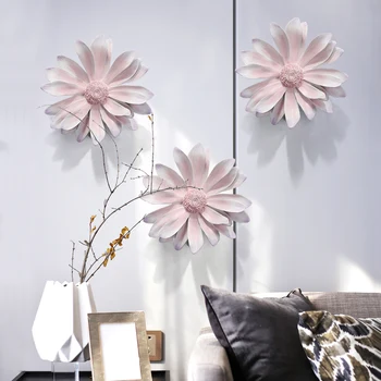 

Pink Daisy Flower Sculpture Decor Creative Wall Decoration 3D Wall Hanging Background Mural Wall Sticker Home Decoration R4282