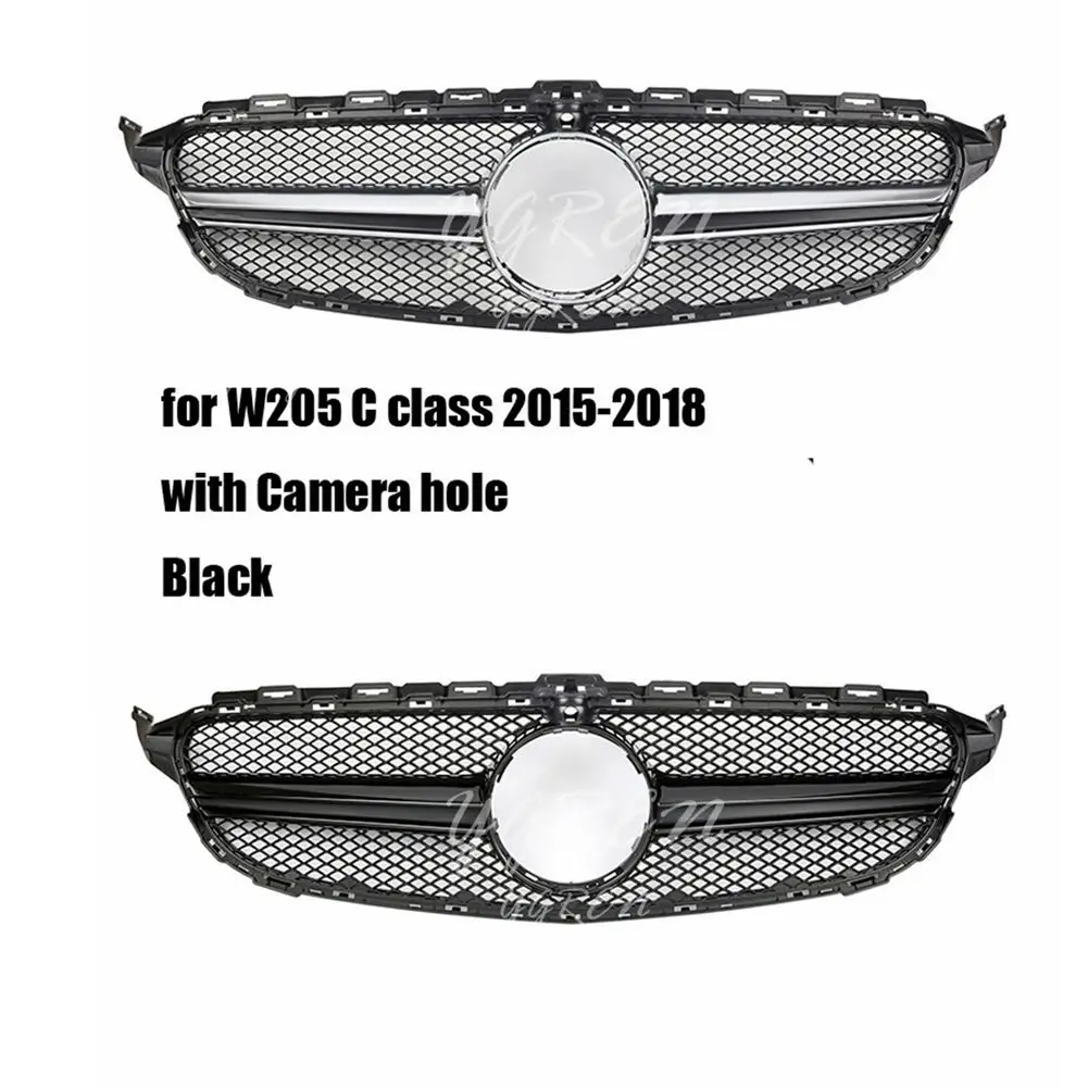 Подходит для Mercedes Benz c класс W205 15 18 передняя решетка AMG (с камерой) Серебро|Гоночные