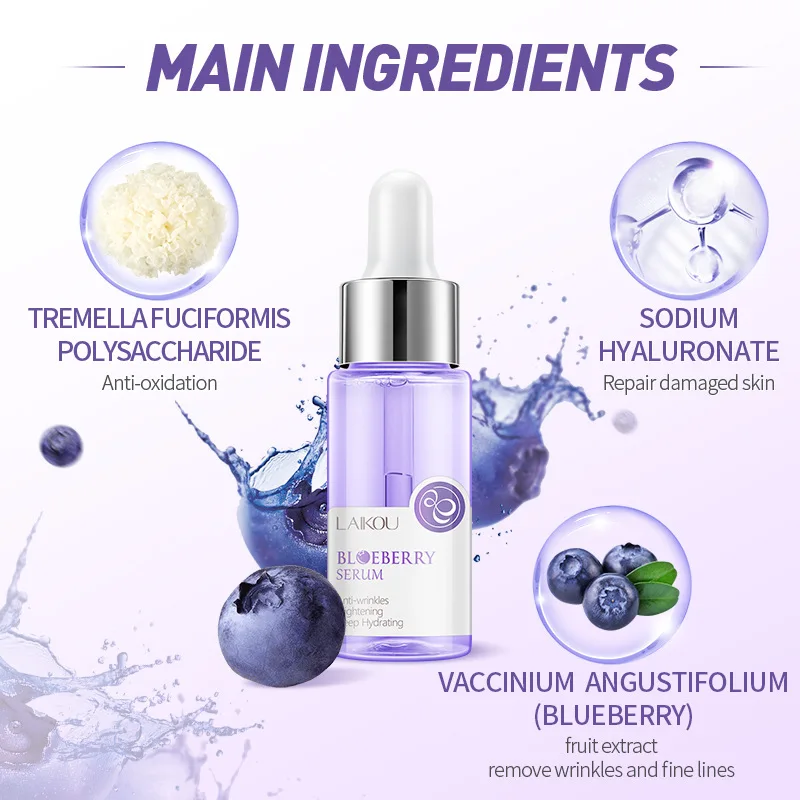 LAIKOU Blueberry Anti Wrinkles Facial Serum Brighten Skin Tone Hydrating Repair Damaged Skin Whitening Remove Spots Skin Care 4 LAIKOU Blueberry Anti Wrinkles Facial Serum Brighten Skin Tone Hydrating Repair Damaged Skin Whitening Remove Spots Skin Care - Image 4