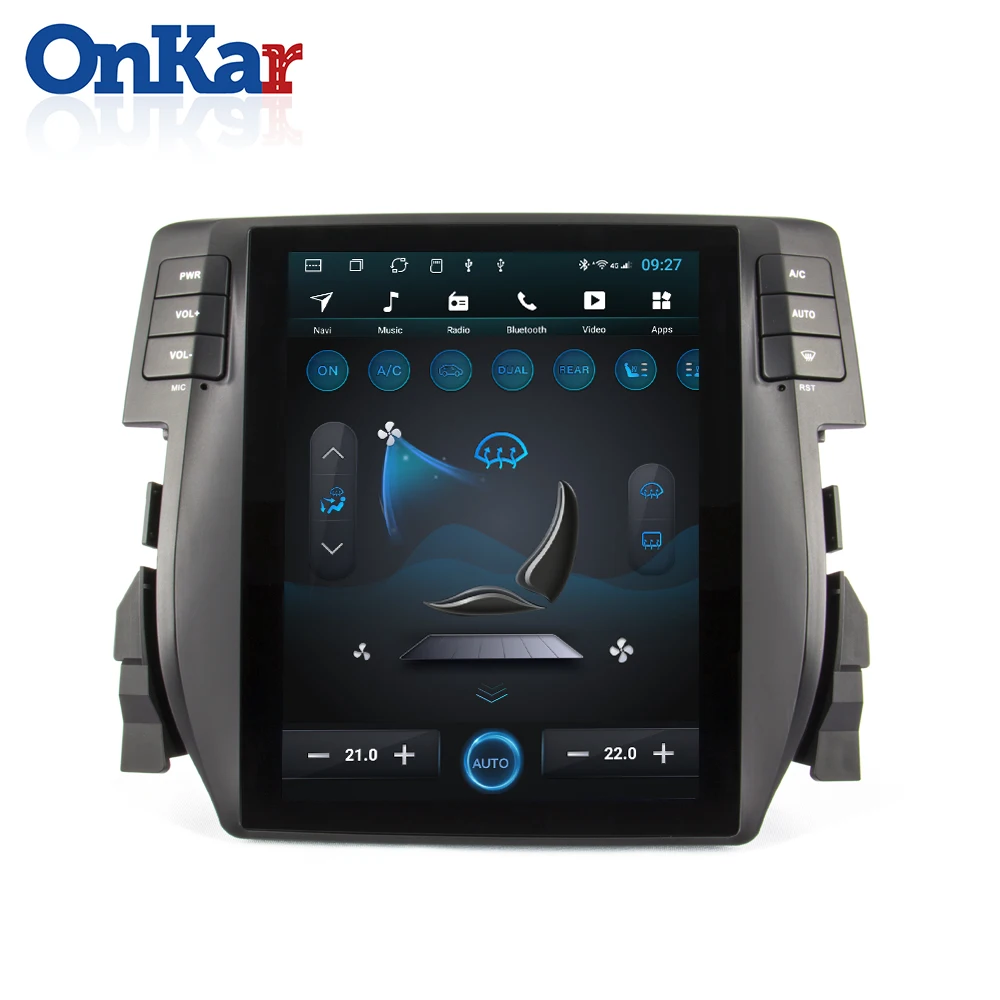 ONKAR стиль Tesla экран для Honda Civic- головное устройство поддержка 4G интернет CarPlay TPMS камера заднего вида Wifi MP4 MP5
