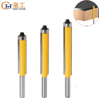

Haowook 8mm Shank Long Blade Flush Bit Flush Trim Router Bit End Bearing For Woodworking Cutting Tool