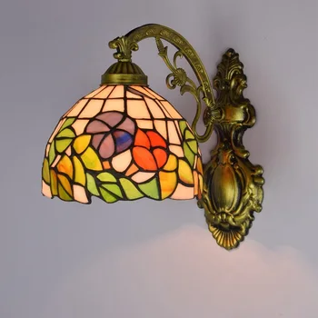 

restoring ancient ways American pastoral bedside wall lamp corridor morning glory single-head coloured glaze wall lamp