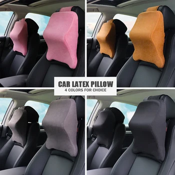 

1Pcs Car Pillows Headrest Latex Neck Cushion Support Seat Cotton Accessories