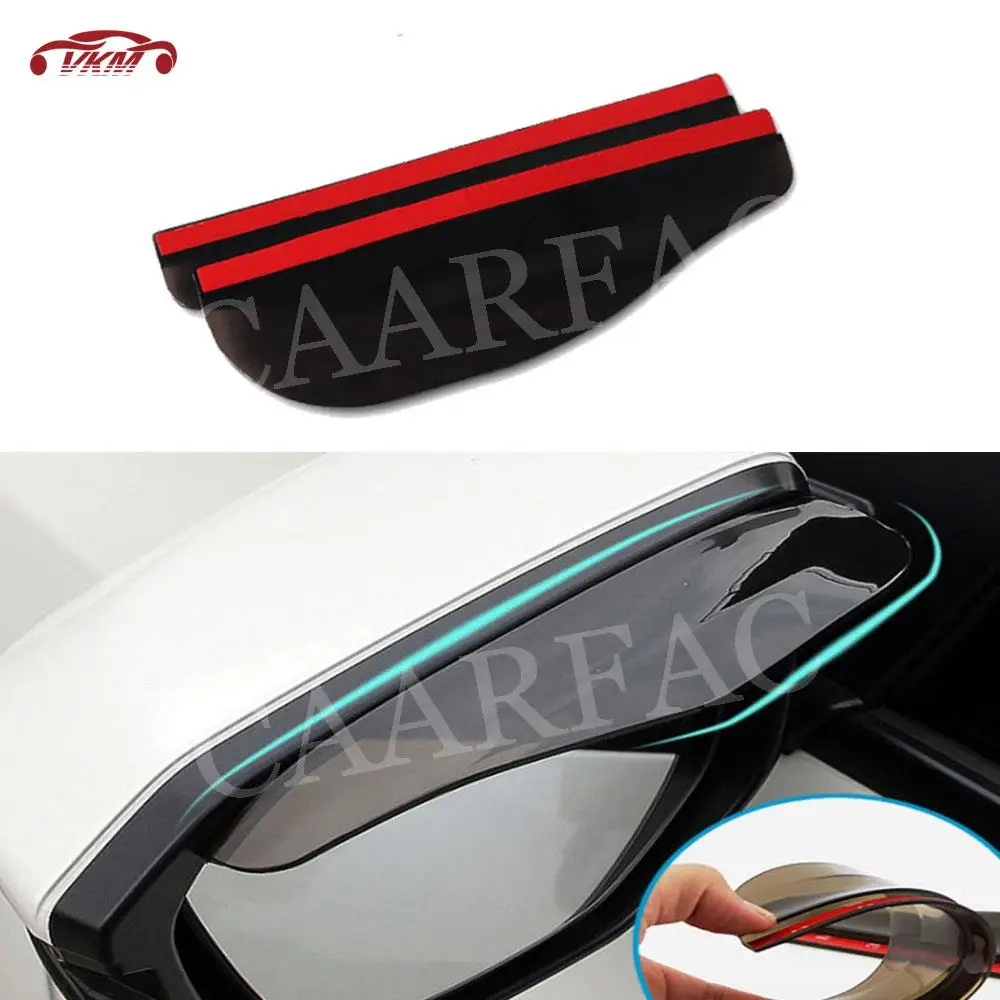 

Black/White Universal PVC Car Accessories Rearview Mirror Rain Shade Rainproof Blades Car Back Mirror Eyebrow Rain Cover 2Pcs
