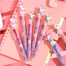 Мультфильм Единорог шариковая ручка Маркер ручки для школьные принадлежности для учащихся кремнезема Радуга многоцветные шариковые ручки канцелярские принадлежности