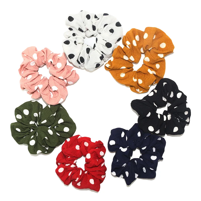 새로운 귀여운 소녀 & 여자 머리띠 인쇄 도트 헤드 서클 Scrunchie Hear..