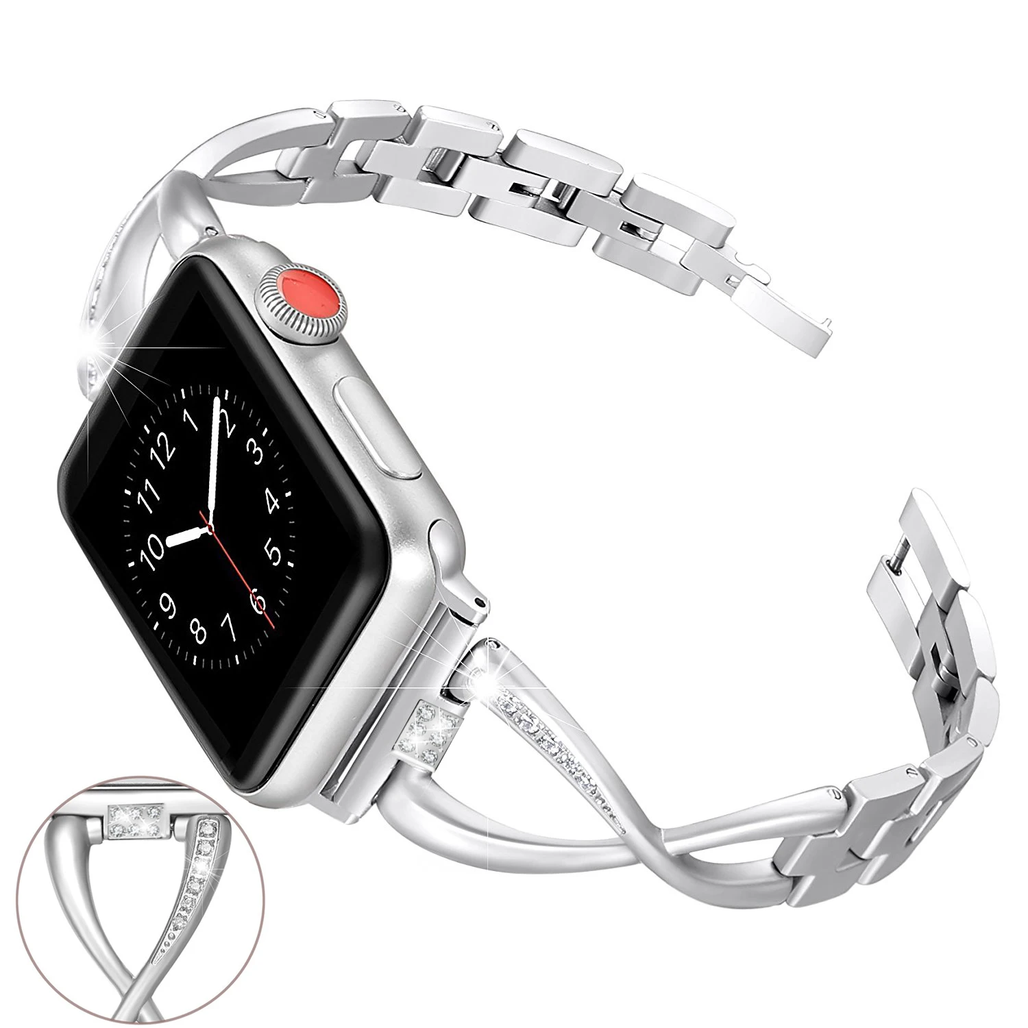 silver Алмазный Браслет ремешок для Apple Watch ремешок 44 мм 40 мм серия 5 4 металлический браслет из нержавеющей стали для iwatch ремешок 38 мм 42 мм - Цвет ремешка: silver