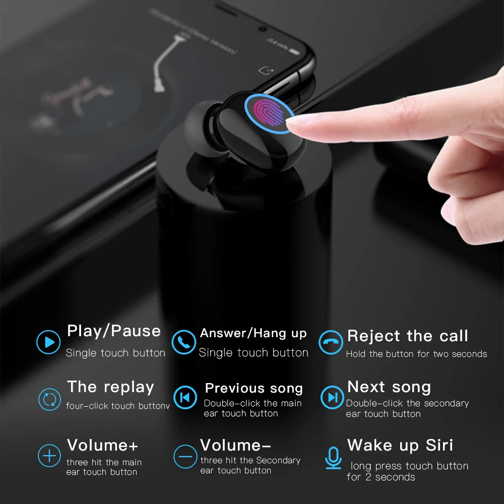 Беспроводные наушники YUNAO A2 Bluetooth 5 0 водонепроницаемые спортивные с зарядным