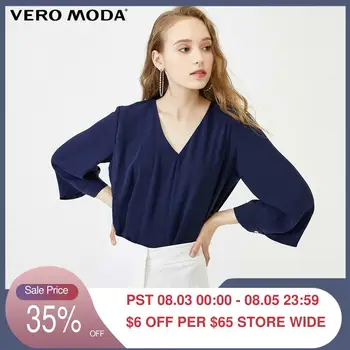 

Vero Moda Women's Two-tiered Hemline 3/4 Sleeves Chiffon Shirt | 319458501