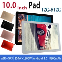 Tablette PC Android de 10 pouces, ordinateur de bureau, WPS, WIFI, GPS, Google Play, 8800mAh, caméra 13mp, 10 cœurs, 12 go de RAM, 512 go de ROM 