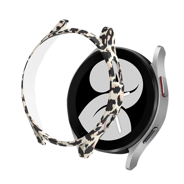 PC Matte Watch Cover for Samsung Galaxy Watch 4 40MM 44MM Watch 4 Classic 42mm 46mm Case All-Around Protective Bumper Shell Yellow Leopard