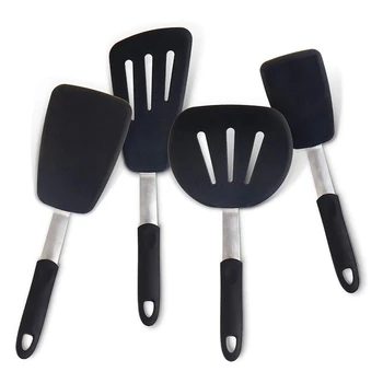 

AFBC 4-Piece Silicone Turner Spatula Set, Spatula Silicone Heat Resistant, Extra Large and Wide Spatulas for Cooking Eggs, Panca