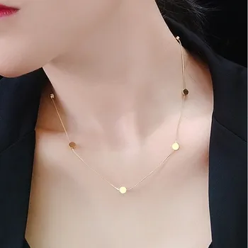 

Pink Gold plated stainless steel multi rounds necklaces for women jewelry, fashion neck chain choker necklace woman collar