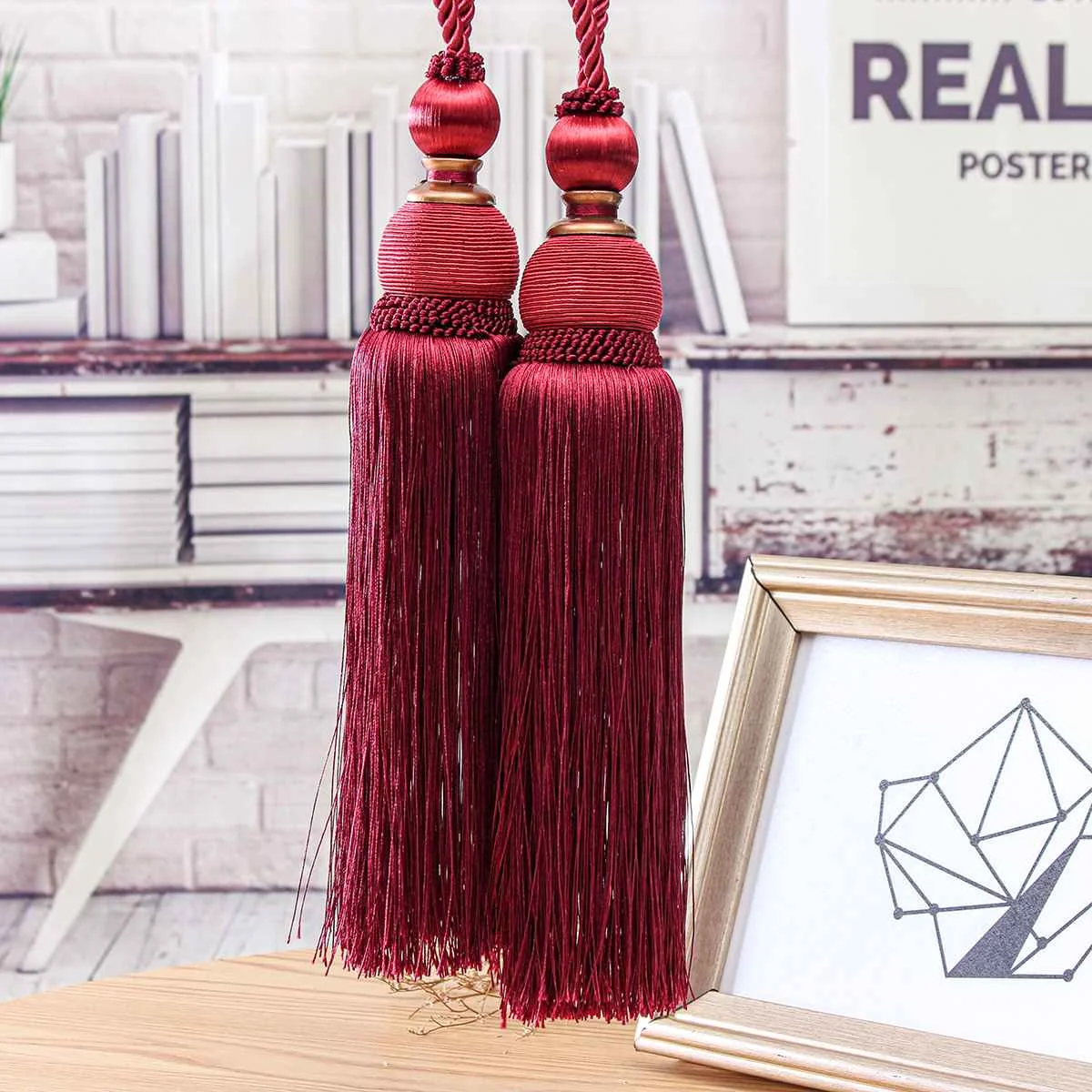 2pcs wine red 1 пара дома DIY Спальня Шторы Tieback legant Висячие Holdbacks галстук веревка бандаж декоративные простые кисточки - Цвет: 2pcs wine red