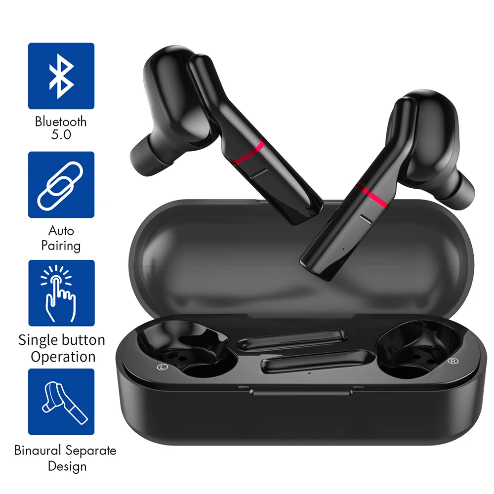 

TWS VV1 Waterproof Bluetooth 5.0 Ear Hook Earphones Stereo Wireless Earbuds Binaural Noise Cancelling Headset With Microphone