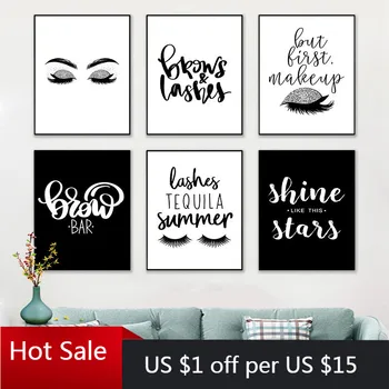 

Modern Eyelash Art Posters Prints Brows Lashes Makeup Art Canvas Painting Wall Decor Picture For Salon Beauty Shop Room Decor