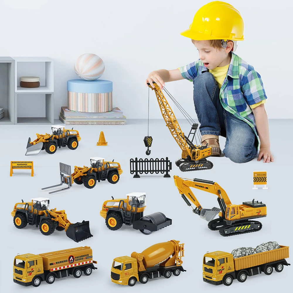 Alloy Diecast Construction Toy Truck Vehicle Set - Loader, Tractor, and Excavator