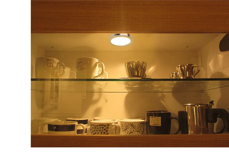 Круглый алюминиевый светодиодный светильник под шкаф 2,5 Вт 12 В DC шайба лампа кухонная стойка витрина лампы шкаф освещение светодиодный светильник