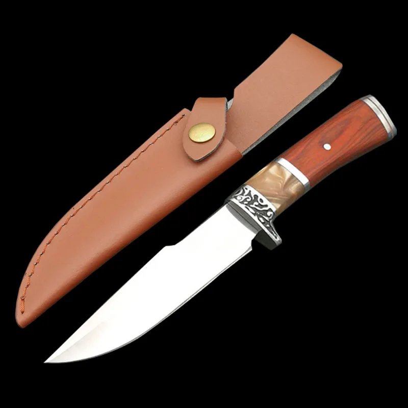 

Mengoing Strong Fixed Blade Knife Survival Tactical 5Cr13Mov Steel Wood Handle knives Tool for Hunting, Camping, Hiking
