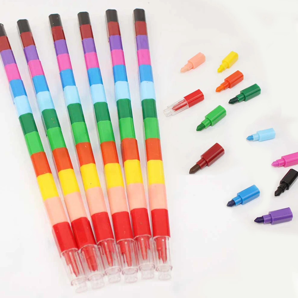 Children Painting Supplies 6 Pcs/lot Crayon Creative Building Blocks Crayon Cute Kawaii Graffiti Pens For Painting Korean Stationery Student for kids