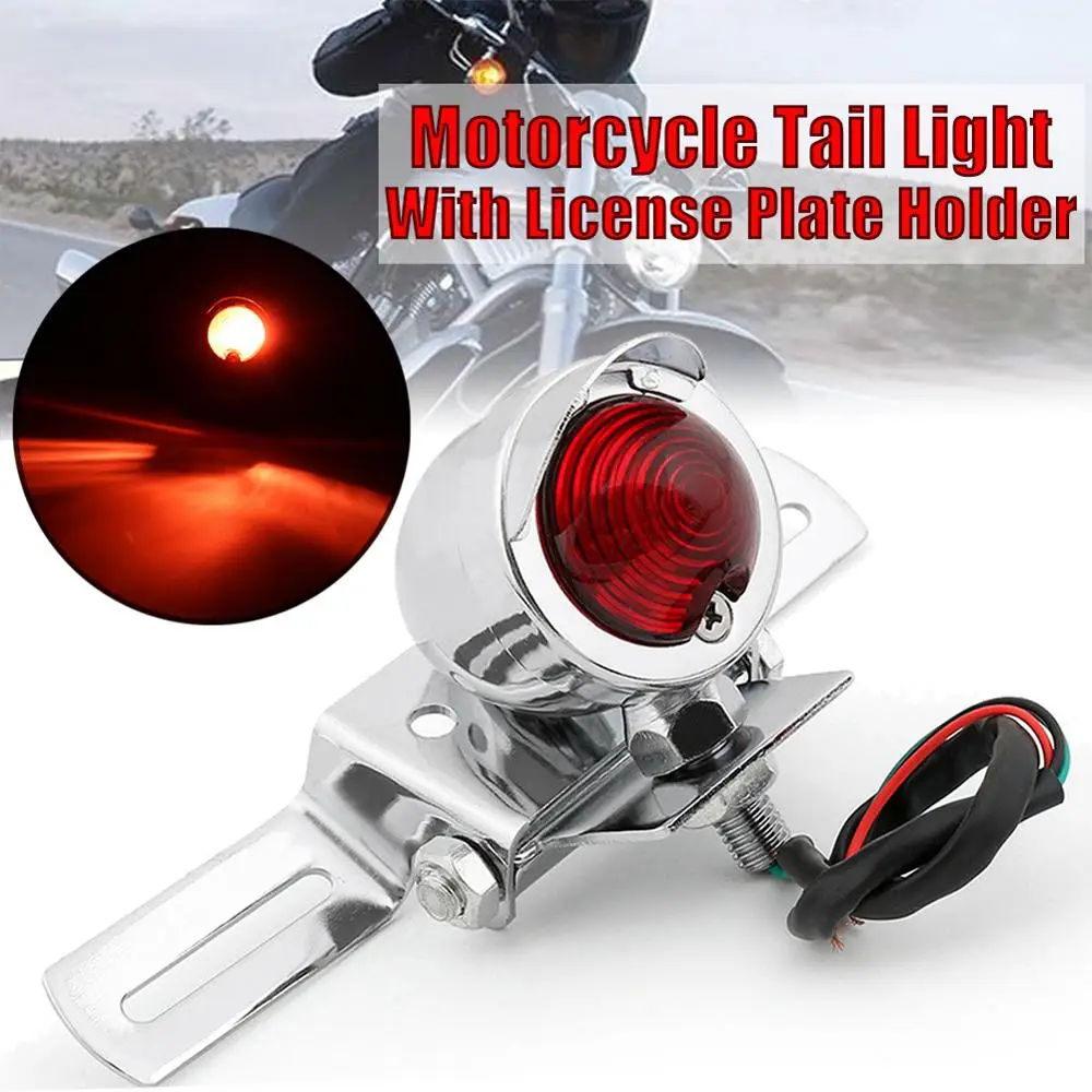 Mayitr 12V Motorcycle License Plate Mount Holder Brake Tail Light Universal Motorbike Red Lens Lamp High Quality |